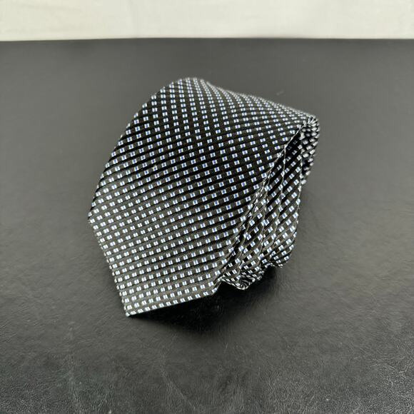 Michael Kors 100% Silk Black Blue Pattern Tie - Picture 1 of 4